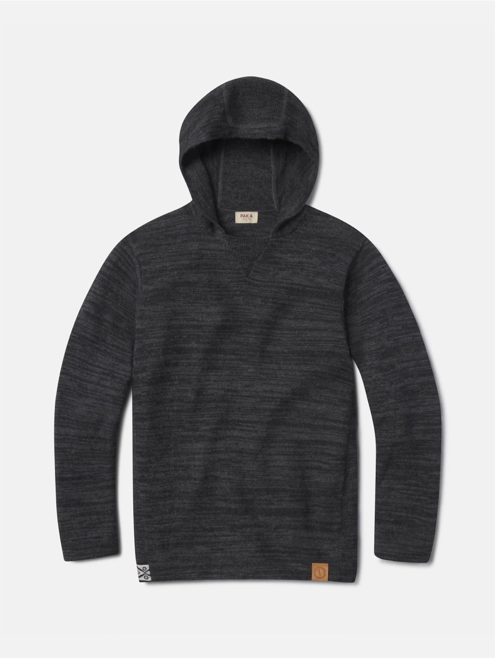 PAKA Alpaca Wool Knit Pullover Hoodie Sweater Charcoal Gray Medium